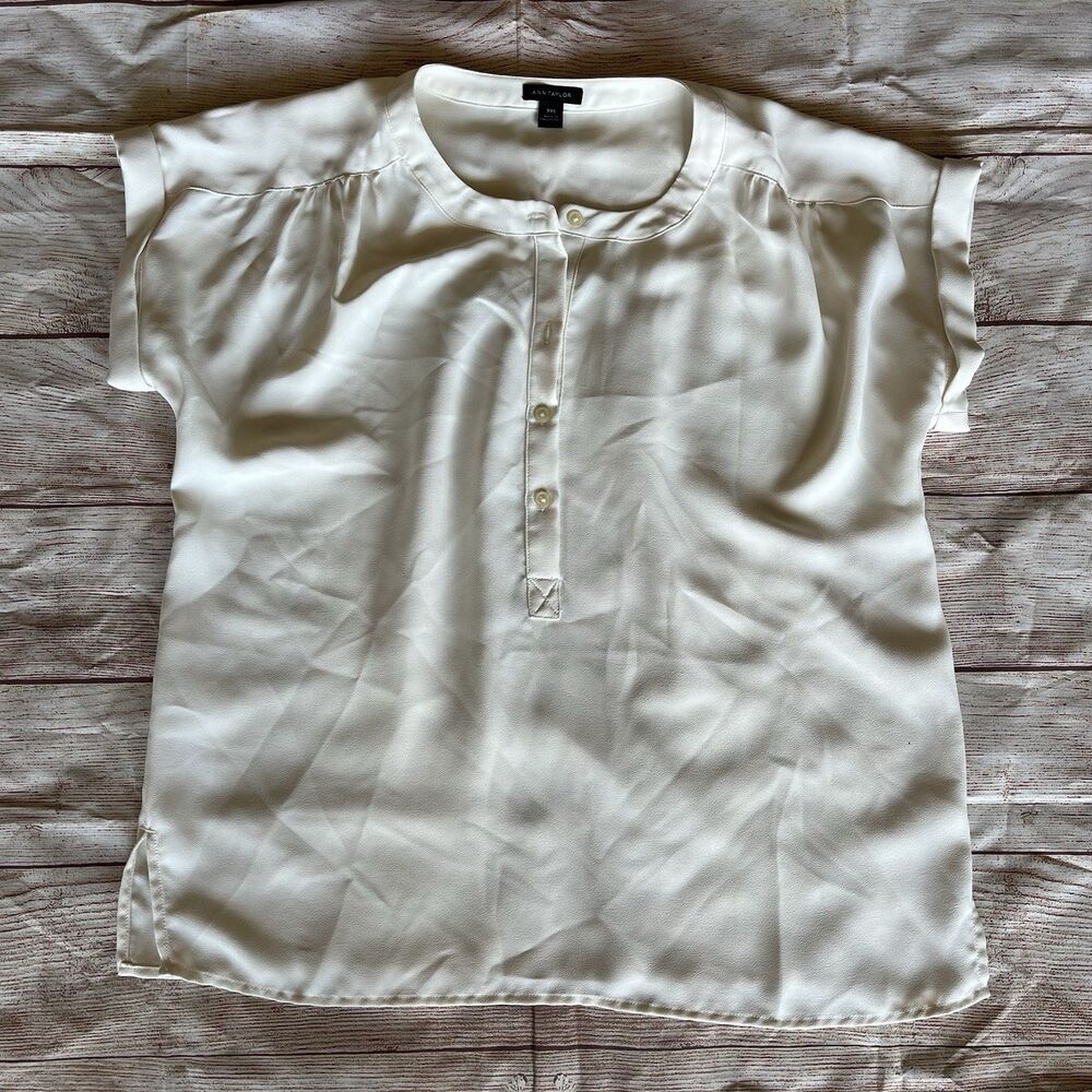 Women's Ann Taylor Ivory Short Sleeve Blouse, Size XXS